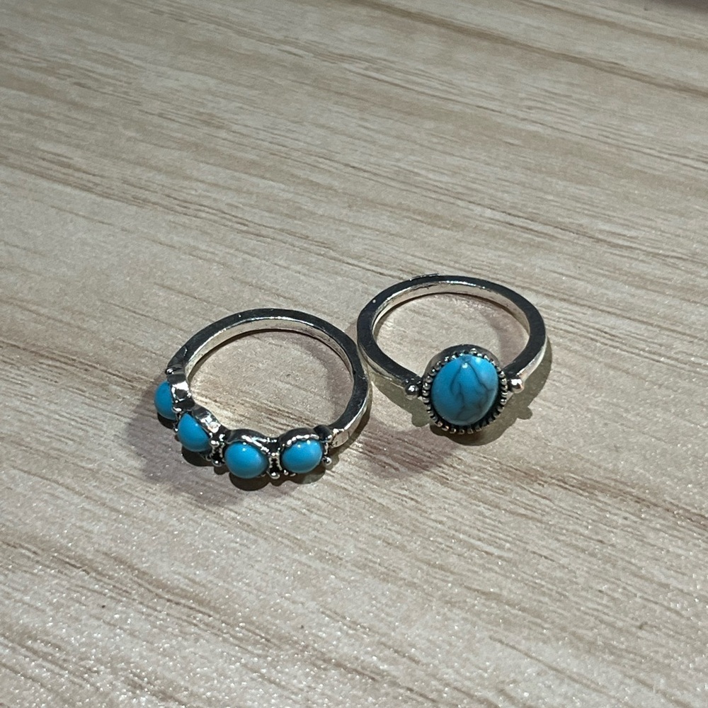 Turquoise Stone Silver-Accent Ring - Turquoise - image 2